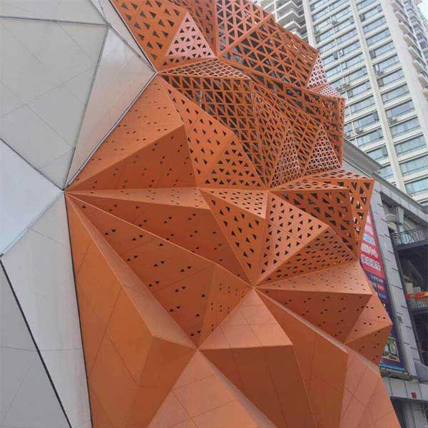 廣東異形鋁單板廠沖孔造型鋁單板氟碳商場外墻錐形鋁單板